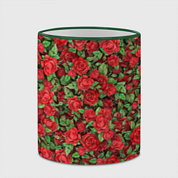 Кружка 3D Букет алых роз, цвет: 3D-зеленый кант — фото 2