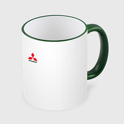 Кружка 3D Mitsubishi Mini logo Half pattern, цвет: 3D-зеленый кант