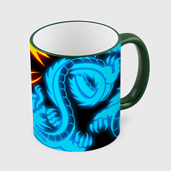 Кружка 3D НЕОНОВЫЕ ДРАКОНЫ NEON DRAGONS, цвет: 3D-зеленый кант