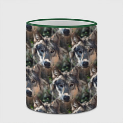 Кружка 3D Волки клипарт wolfs, цвет: 3D-зеленый кант — фото 2