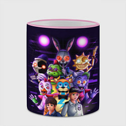 Кружка 3D Five Nights at Freddys: Security Breach персонажи, цвет: 3D-розовый кант — фото 2