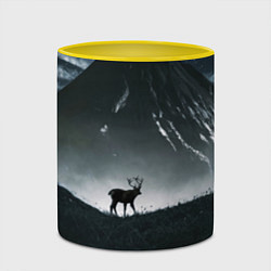 Кружка 3D Северный олень и вулкан, цвет: 3D-белый + желтый — фото 2