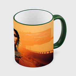 Кружка 3D Panam Cyberpunk2077, цвет: 3D-зеленый кант