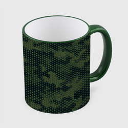 Кружка 3D Абстрактный геометрический зеленый камуфляж, цвет: 3D-зеленый кант