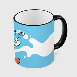 Кружка 3D Cuphead синяя чашечка, цвет: 3D-черный кант