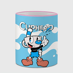 Кружка 3D Cuphead синяя чашечка, цвет: 3D-розовый кант — фото 2