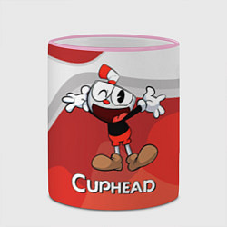 Кружка 3D Cuphead веселая красная чашечка, цвет: 3D-розовый кант — фото 2