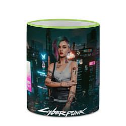 Кружка 3D Джуди Cyberpunk 2077, цвет: 3D-светло-зеленый кант — фото 2