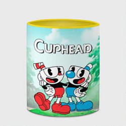 Кружка 3D Cuphead Красная и синяя чашечка, цвет: 3D-белый + желтый — фото 2