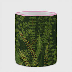 Кружка 3D Цветы Зеленые Папоротники, цвет: 3D-розовый кант — фото 2