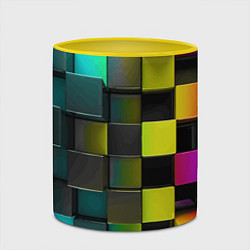 Кружка 3D Colored Geometric 3D pattern, цвет: 3D-белый + желтый — фото 2