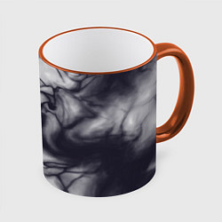 Кружка 3D Бело-черный тай-дай, цвет: 3D-оранжевый кант