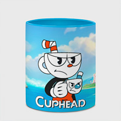 Кружка 3D Cuphead сердитая чашечка, цвет: 3D-белый + небесно-голубой — фото 2