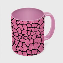 Кружка 3D Шерсть розового жирафа, цвет: 3D-белый + розовый