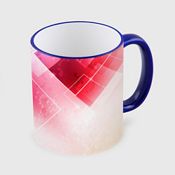 Кружка 3D Розово-голубая абстрактная геометрия, цвет: 3D-синий кант