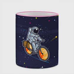 Кружка 3D Космонавт на велосипеде, цвет: 3D-розовый кант — фото 2