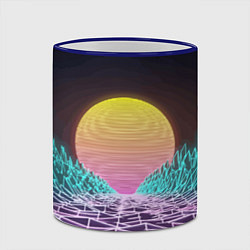 Кружка 3D Vaporwave Закат солнца в горах Neon, цвет: 3D-синий кант — фото 2