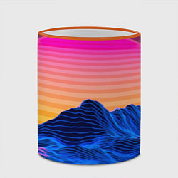 Кружка 3D Vaporwave Mountains Психоделика Неон, цвет: 3D-оранжевый кант — фото 2