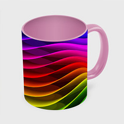 Кружка 3D Color line neon pattern Abstraction Summer 2023, цвет: 3D-белый + розовый