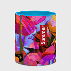 Кружка 3D Красочный летний цветочный паттерн Summer color pa, цвет: 3D-белый + небесно-голубой — фото 2