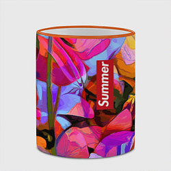 Кружка 3D Красочный летний цветочный паттерн Summer color pa, цвет: 3D-оранжевый кант — фото 2