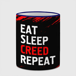 Кружка 3D Eat Sleep Creed Repeat - Краски, цвет: 3D-синий кант — фото 2