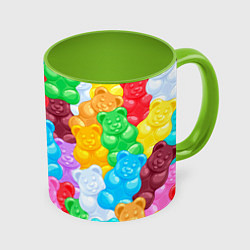 Кружка 3D Мармеладные мишки разноцветные, цвет: 3D-белый + светло-зеленый