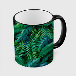 Кружка 3D Green plants pattern, цвет: 3D-черный кант