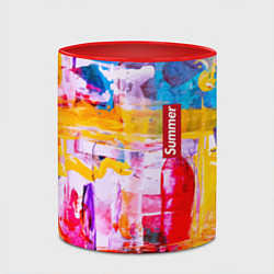 Кружка 3D Импрессионизм Лето Абстракция Impressionism Summer, цвет: 3D-белый + красный — фото 2