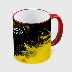 Кружка 3D СУБАРУ - SUBARU Желтые пятна, цвет: 3D-красный кант