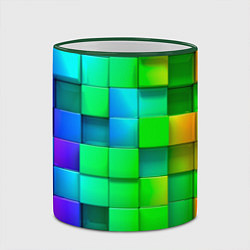 Кружка 3D РАЗНОЦВЕТНЫЕ КУБИКИ MULTICOLORED CUBES, цвет: 3D-зеленый кант — фото 2