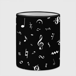 Кружка 3D Нотные Знаки Белые на Черном, цвет: 3D-черный кант — фото 2