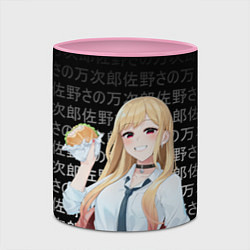 Кружка 3D МАРИН КИТАГАВА С БУРГЕРОМ ИЕРОГЛИФЫ, цвет: 3D-белый + розовый — фото 2