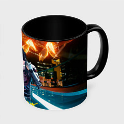 Кружка 3D Cyberpunk2077 Johnny Vi girl, цвет: 3D-белый + черный