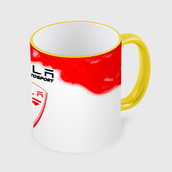 Кружка 3D ТЕСЛА Autosport Огонь, цвет: 3D-желтый кант