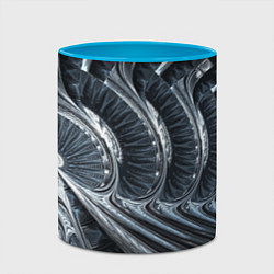Кружка 3D Фрактальный абстрактный паттерн Броня Fractal Abst, цвет: 3D-белый + небесно-голубой — фото 2