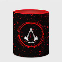 Кружка 3D Символ Assassins Creed и краска вокруг на темном ф, цвет: 3D-белый + красный — фото 2