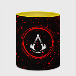 Кружка 3D Символ Assassins Creed и краска вокруг на темном ф, цвет: 3D-белый + желтый — фото 2
