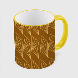 Кружка 3D Египетский пшеничный узор, цвет: 3D-желтый кант