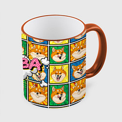 Кружка 3D Pop art shiba inu, цвет: 3D-оранжевый кант