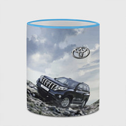 Кружка 3D Toyota Land Cruiser Prado на скальных камнях Mount, цвет: 3D-небесно-голубой кант — фото 2