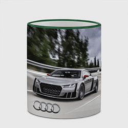 Кружка 3D Ауди на скоростном шоссе Audi on the expressway, цвет: 3D-зеленый кант — фото 2