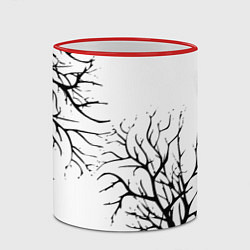 Кружка 3D Черные ветки деревьев на белом фоне, цвет: 3D-красный кант — фото 2