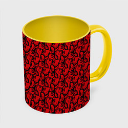 Кружка 3D Красные психоделический смайлы, цвет: 3D-белый + желтый