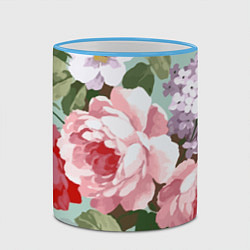 Кружка 3D Букет роз Лето, цвет: 3D-небесно-голубой кант — фото 2