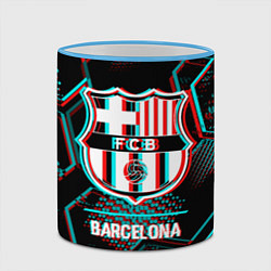 Кружка 3D Barcelona FC в стиле Glitch на темном фоне, цвет: 3D-небесно-голубой кант — фото 2