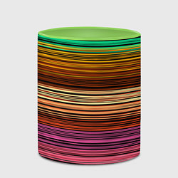 Кружка 3D Multicolored thin stripes Разноцветные полосы, цвет: 3D-белый + светло-зеленый — фото 2