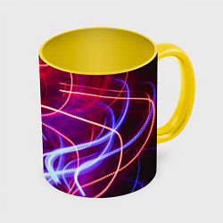 Кружка 3D Неоновые линии и фонари - Красный, цвет: 3D-белый + желтый