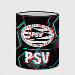 Кружка 3D PSV FC в стиле Glitch на темном фоне, цвет: 3D-черный кант — фото 2