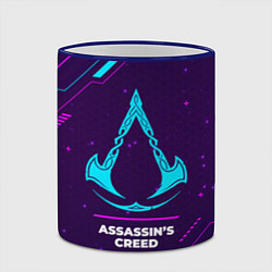 Кружка 3D Символ Assassins Creed в неоновых цветах на темном, цвет: 3D-синий кант — фото 2